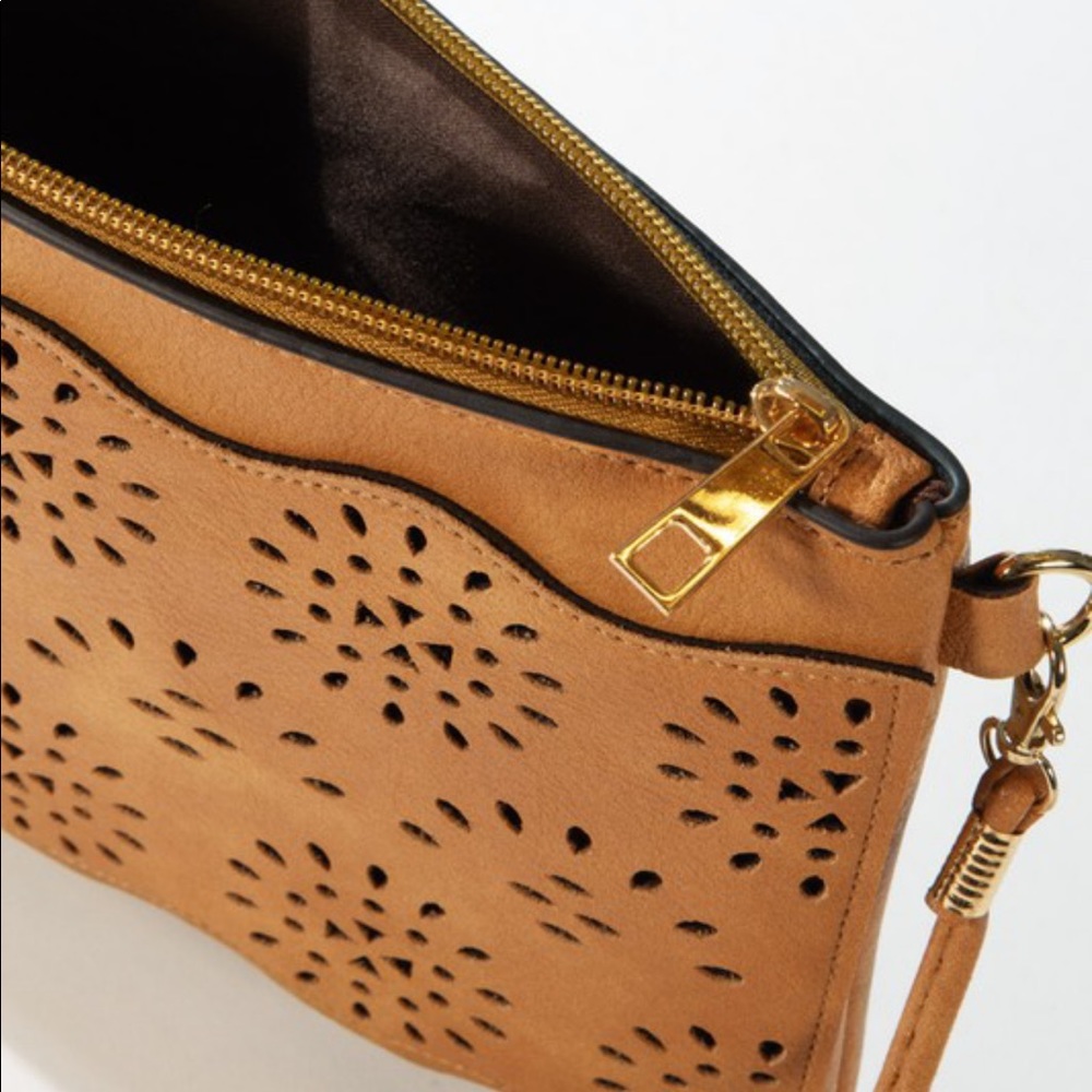 Boho Faux Leather Laser Cut Crossbody - Picture 4 of 6